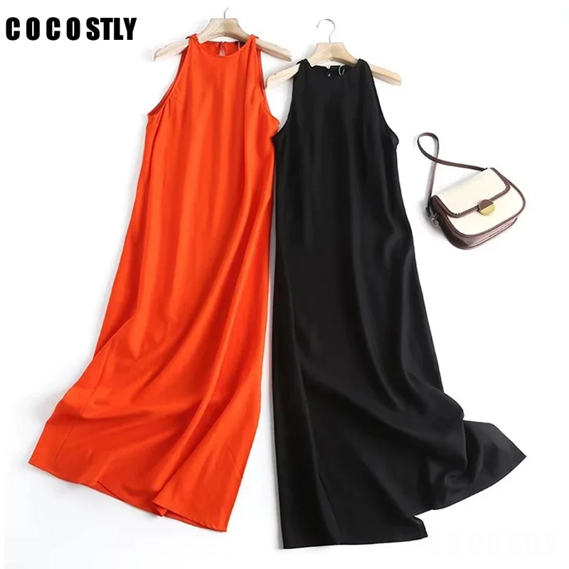 

New maxi dresses for women summer 2023 Fashion Sleeveless Split Vest Midi Dresses Women Simple Elegant Party Dress Female ropa