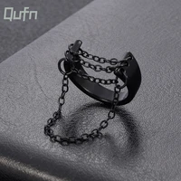 hip hop punk fashion black silver color chain rings metal open adjustable finger rings cool women men party jewelry accessories
