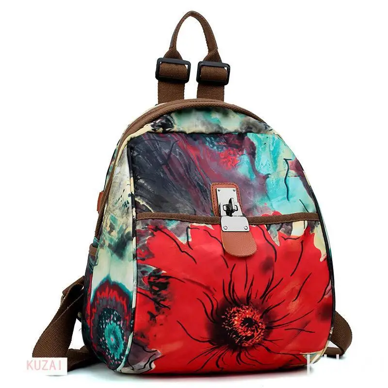 

Fresh Nationality Women Backpacks Floral Printing Bookbags Oxford Travel Backpack School Bag For Girls Rucksack mochila feminina