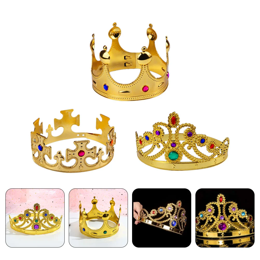 

Partykids Kinggirlbirthday Headdressgolden Gold Little Tiara Prince Hat Headpiece Hair Hats Boy Plasticpaper Style Elegant Baby
