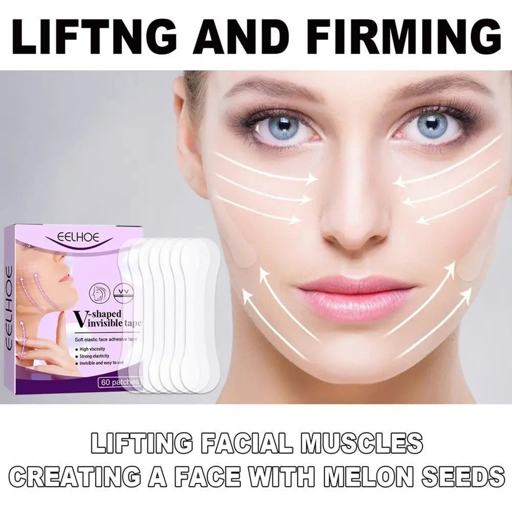 

40/60pc Face Lift Patch V Face Breathable Invisible Tightens Anti Wrinkle Face Contours Lift Sticker Adhesive Tape Chin Lift Pat