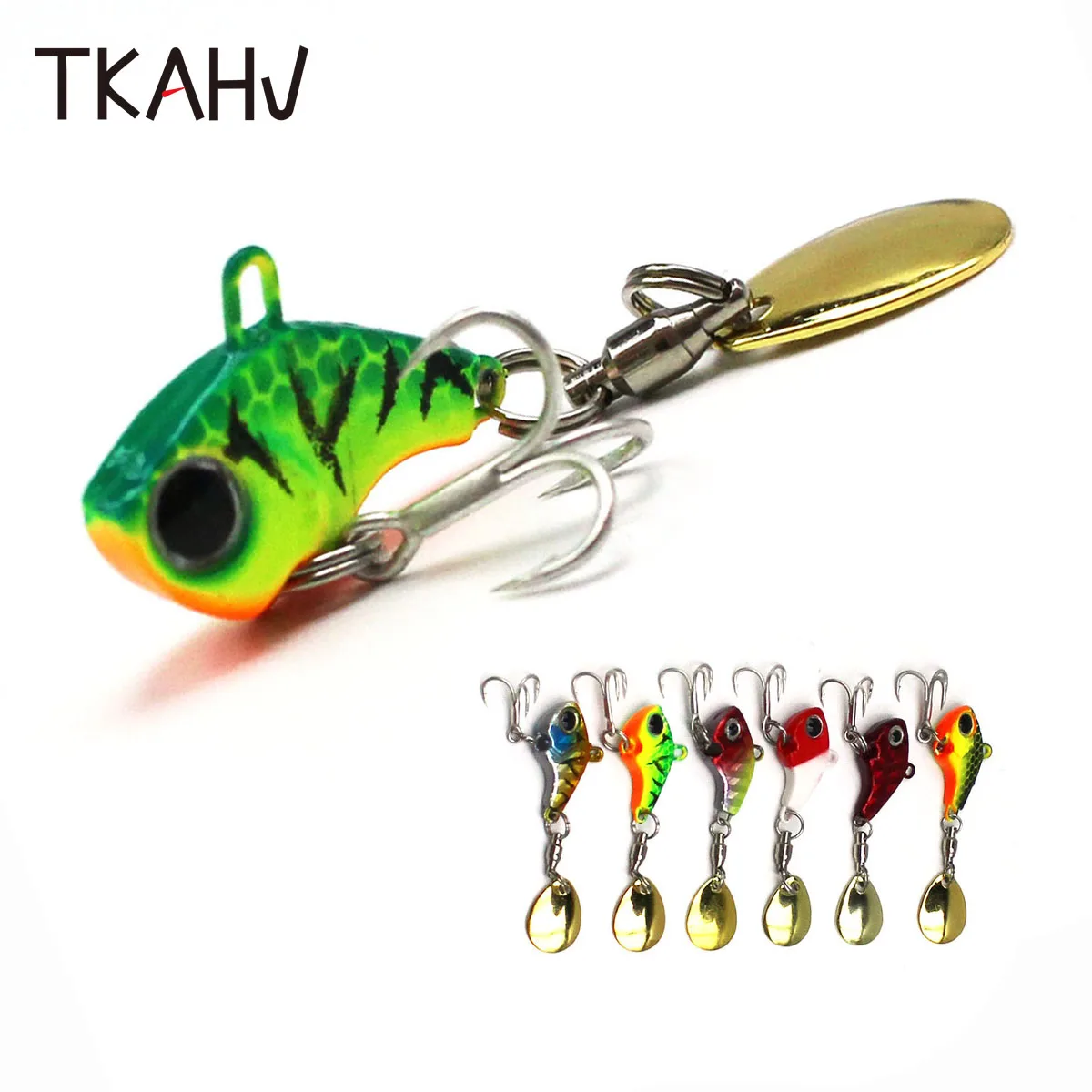 

TKAHV 5g 7g 10g Crankbait Metal VIB Spoon Pin Blade Fishing Lure 3D Eyes and Sequin Design Spinner Artificial Pike Bass Swimbait