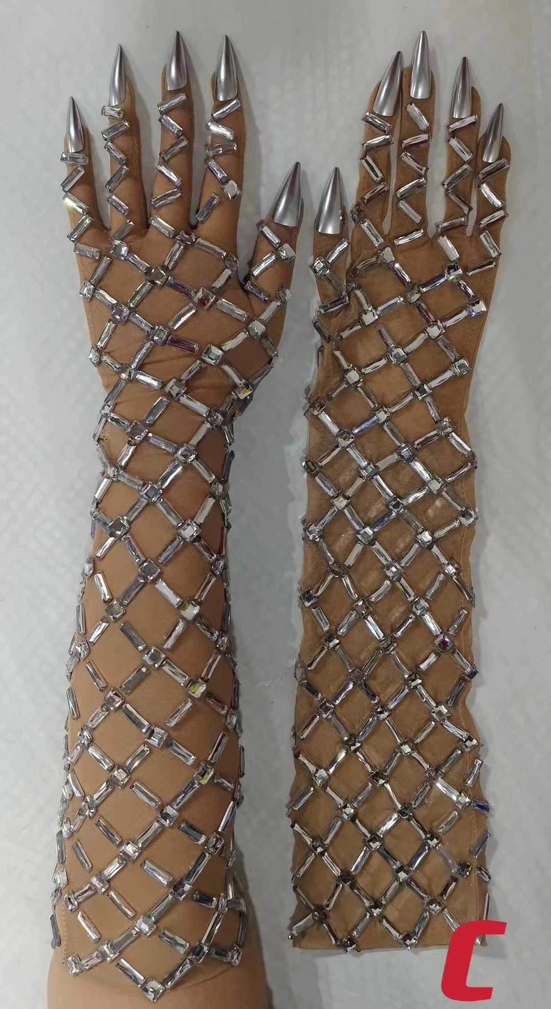 Блестящие прозрачные сетчатые длинные перчатки танцор певец аксессуары для