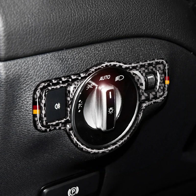 Наклейка на переключатель фар из углеродного волокна накладка рамку для Mercedes Benz A