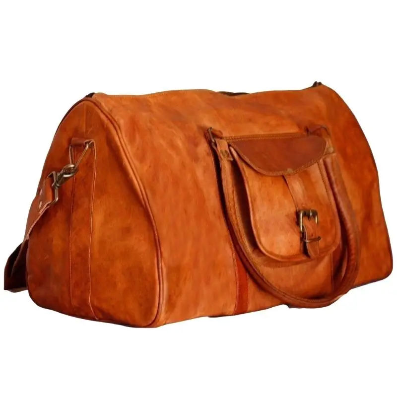Bag Overnight Travel Gym Leather Luggage Men Duffel  Vintage Genuine Sheepskin Large Tote Bag