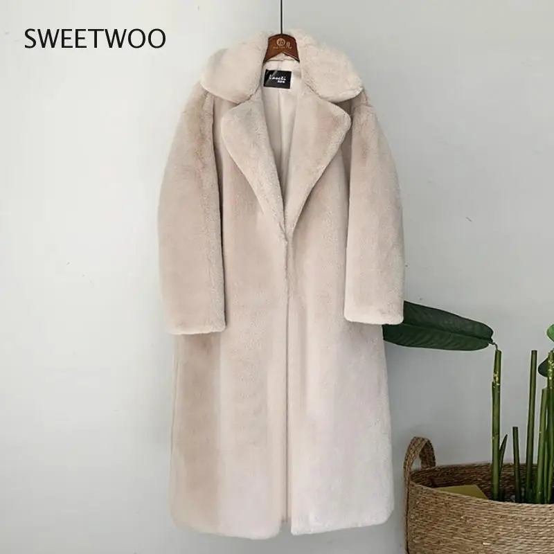 2021 Women Winter Warm Faux Fur Coat Thick Long Turn Down Collar Casaco Feminino Contracted Slim Tide Dropshipping Faux Velvet