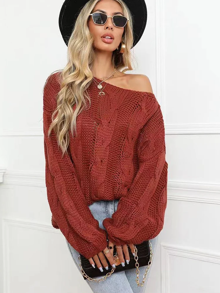 

Sweater Pullover Women Twist Vintage Oversized Knitted O Neck Batwing Sleeve Top Knitwear Pull Femme Hiver 2022 Winter Clothes