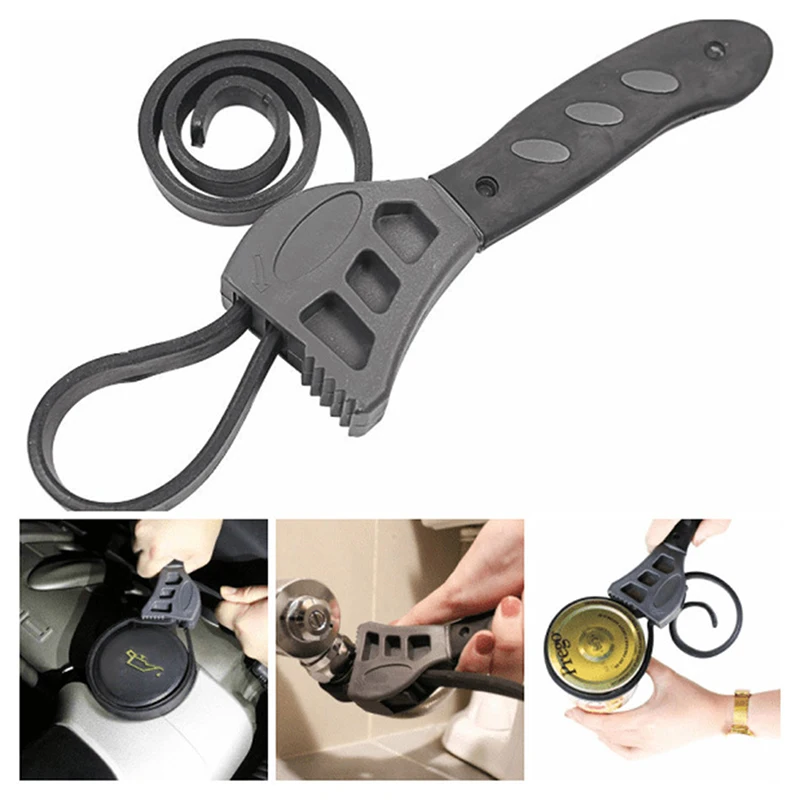 

500mm Non-slip Pipeline Wrench Rubber Strap Opener Jar Lids Tighten Loosen Plumbing Tool Spanner