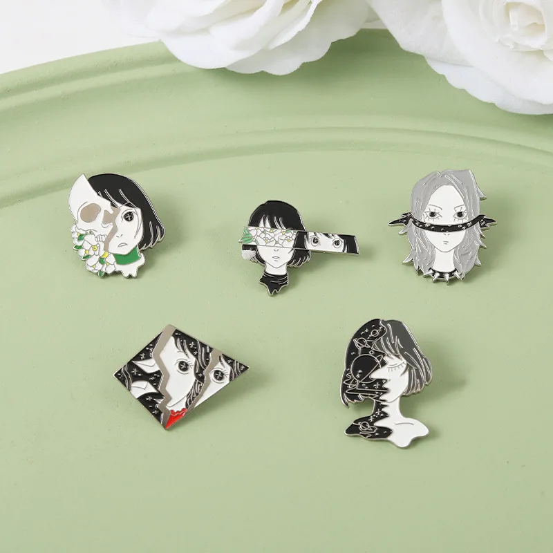 Брошь из сплава с изображением персонажей телевизора мультяшный череп для