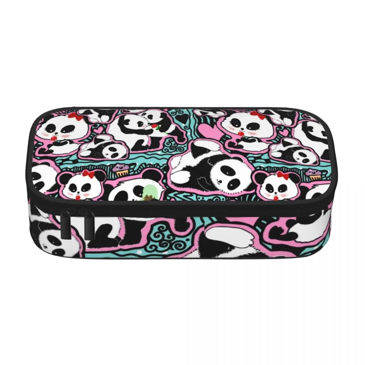 Kawaii Panda Bear Pencil Case Cute Animal Print Stationery Multi Function Zipper Pencil Box Teens Fashion Pen Pouch