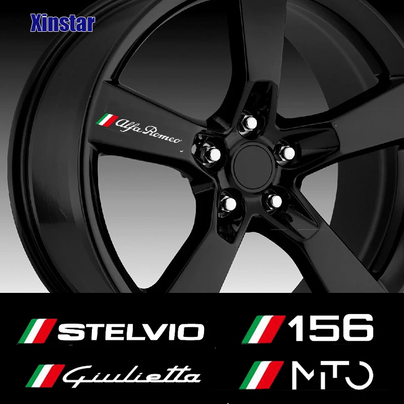 

4X Car Rim Sticker For Alfa Romeo Giulia Giulietta 159 156 MITO Stelvio 147 Sportiva Auto Accessories