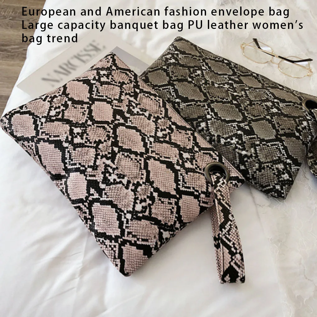 

Clutch Bag Purse Exquisite PU Leather Evening Handbag Snake Pattern Pouch Envelope Evening Ladies Party Banquet