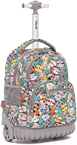

Рюкзак TILAMI для детей, школьный дорожный рюкзак на колесиках для ноутбука 16 дюймов с фламинго для мальчиков и девочек