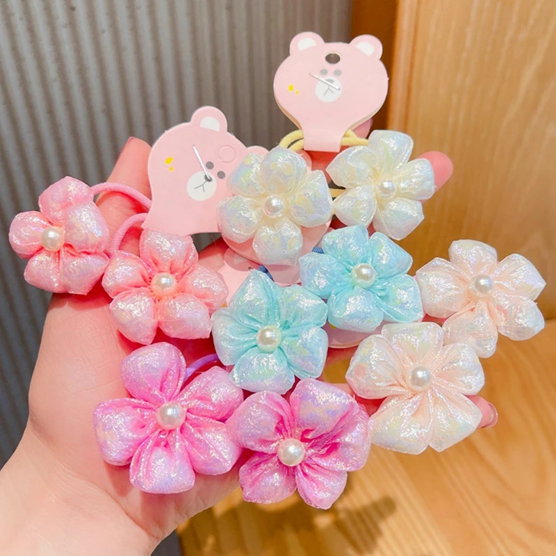 

Эластичная повязка для волос для девочек, цветные Завязки для волос из хлопчатобумажной ткани, симпатичная заколка для хвоста, аксессуары д...