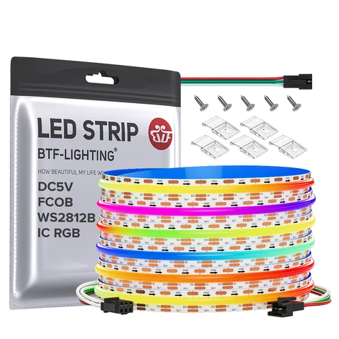 Светодиодная лента BTF-LIGHTING FCOB SPI RGB IC 160 светодиодов