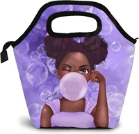 african women thermal lunch bag reusable lunch kit insulated black girl lunch tote cooler box for for adult boys girls lunch box