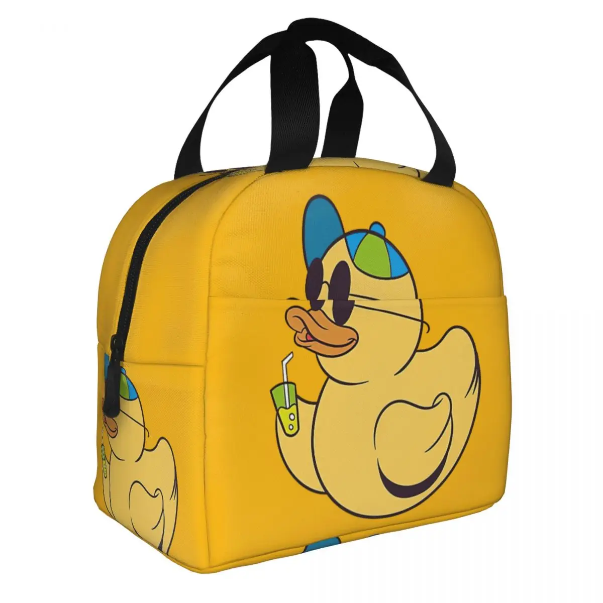 Rubber Duckie With A Drink Vacation Lunch Bento Bags Portable Aluminum Foil thickened Thermal Cloth Lunch Bag for Women Men Boy