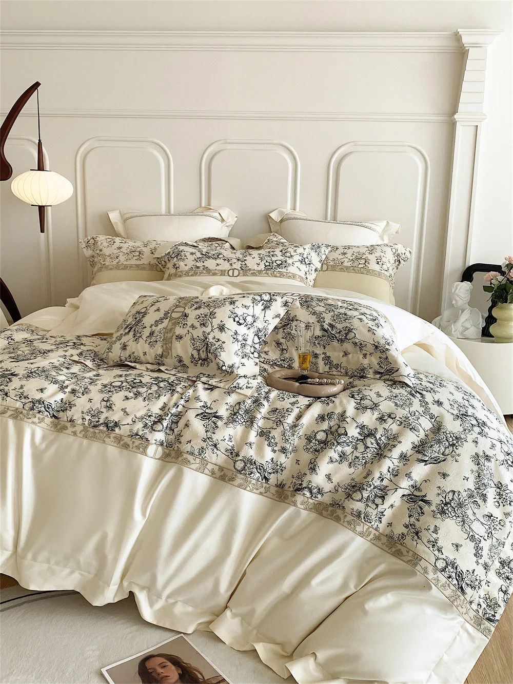 

Light Luxury French Romantic 100 Long-Staple Cotton Four-Piece Jacquard Beddings Pure Cotton Modern Quilt Cover Bedding