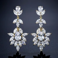 2022 new delicate leaf cubic zircon dangle earrings for women girls elegant wild jewelry wedding dinner party gifts