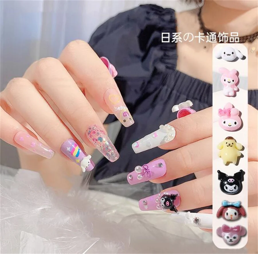 

Japanese Sweet Cartoon Rabbit & Dog & Happy Party Tiesu Design Nail Charm 3D Nail Art Decoration Accessories For Nail Tips