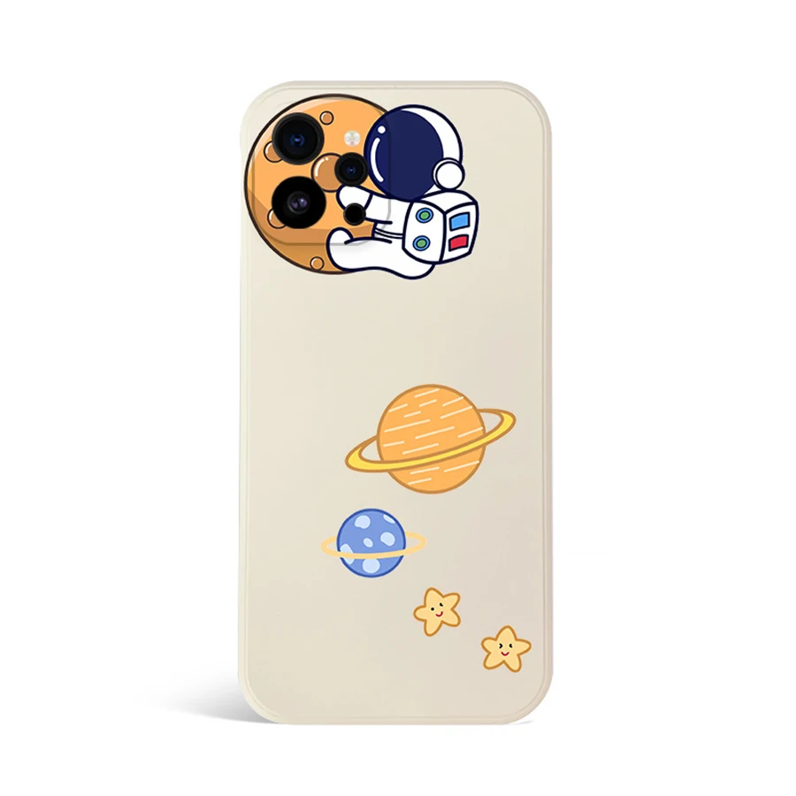 

Cartoon Astronaut Lens Fully Wrapped Lover'S Phone Case For Iphone 13 12 Mini 14 11 Pro Max X Xr Xs Max 7 8 Plus Se 2020 Fundas