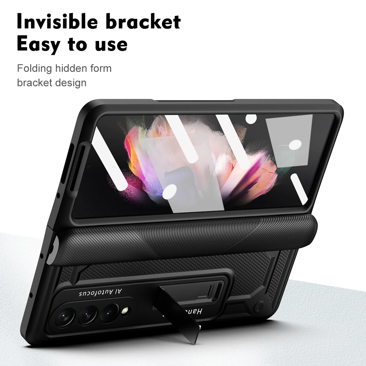 Armour Hinge Fold Phone Case For Galaxy Z Fold2 Fold3 Fold4 All Inclusive Magnetic Invisible Bracket Drop Resistant Back Cover