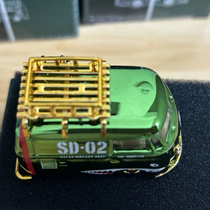 Модель автомобиля 1/64 VW T1 Wax Gourd Cart Car Modeishark Green Play Vehicles