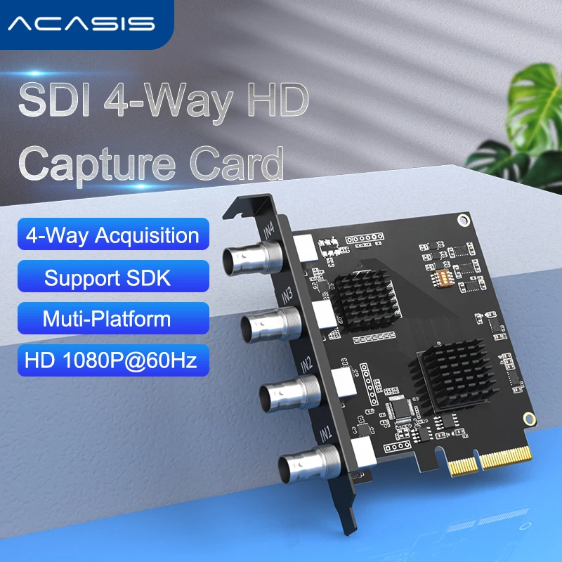 Acasis 4-канальный PCIE карта захвата SDI видеокарта 1080P 60FPS для игры встречи прямая