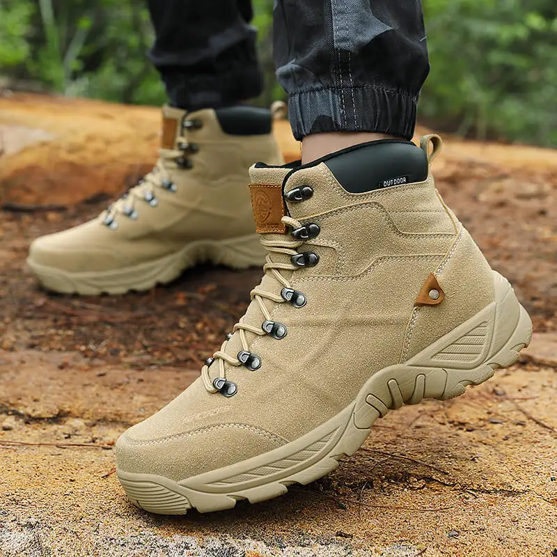 

Military Combat Boots for Men New Fashion Brand Tooling Men Shoes Outdoor Platform Hiking Boots Waterproof Suede Bare Boots Male