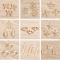 100pcslot cute iron sheet love heart charms for jewelry making metal leaf butterfly charms pendants for diy necklaces gifts