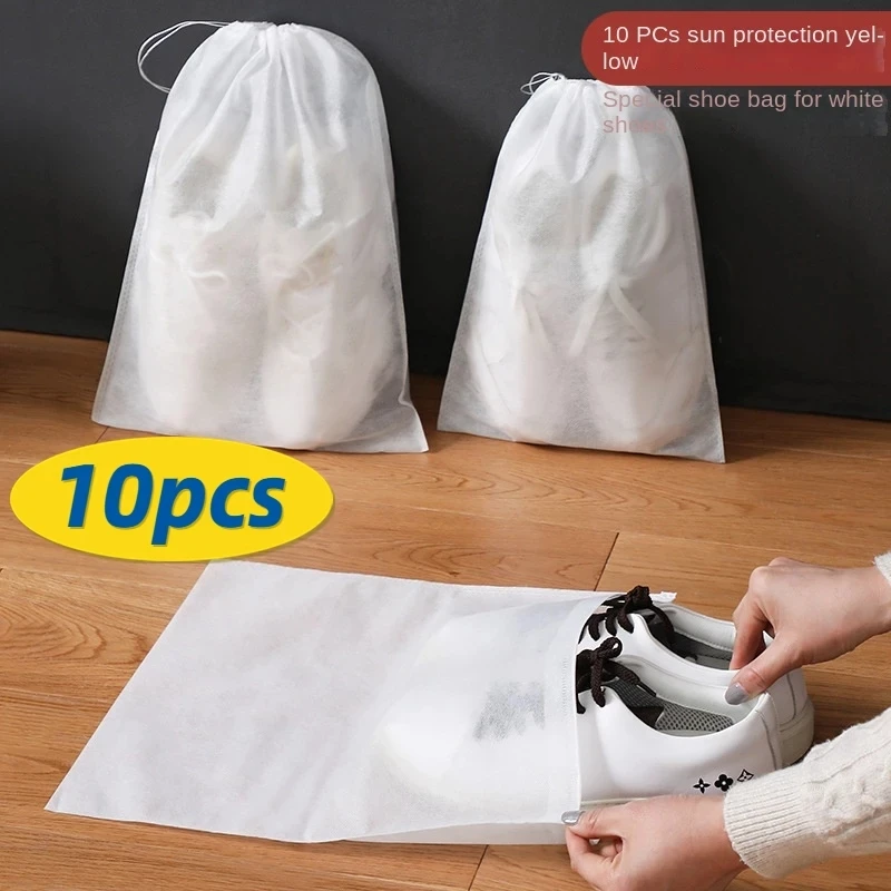 

10Pcs/Set Shoe Dust Covers Non-Woven Dustproof Drawstring Clear Storage Bag Travel Pouch Shoe Bags Drying shoes Protect shoes