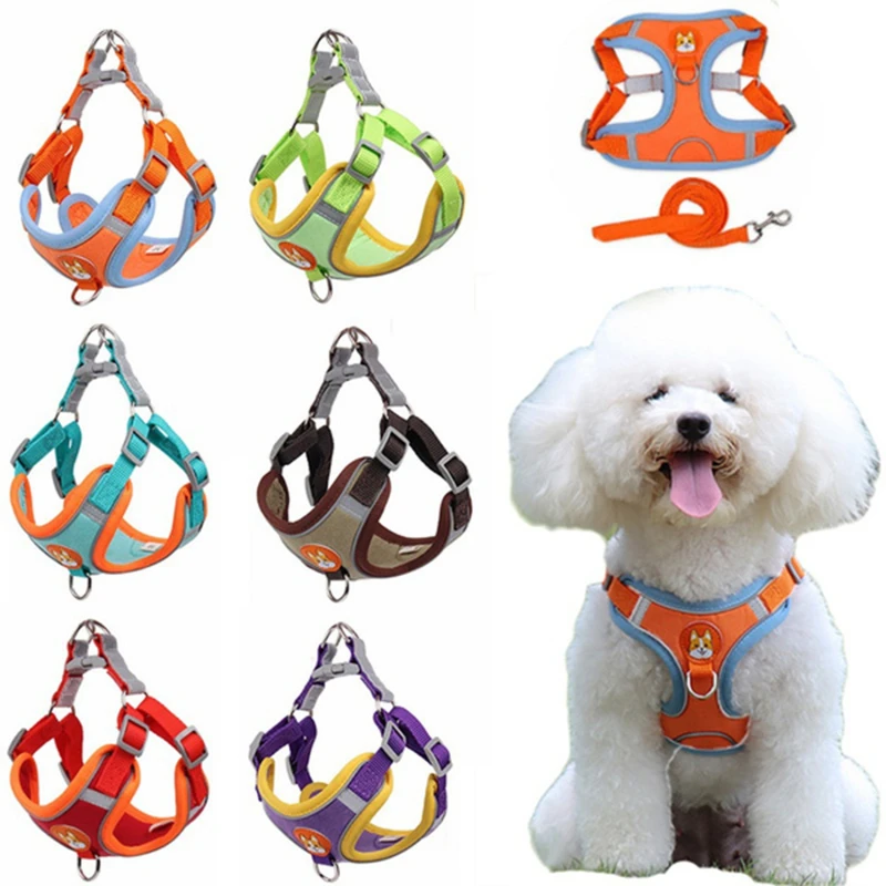 

Breathable Small Dog Harness And Leash Cloth Safety Mesh Chest Strap Collar For Kitten Cat Chihuahua Pug Bulldog Cats Vest