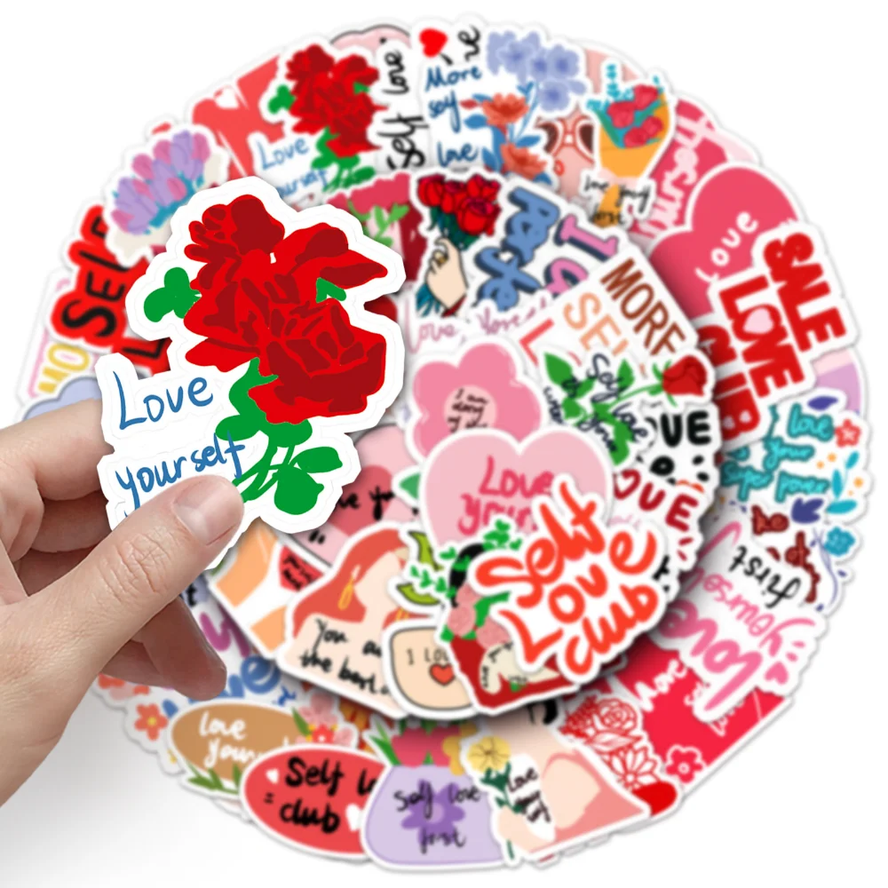 

50Pcs Cartoon Love Yourself Waterproof Graffiti Sticker Car Guitar Motorcycle Luggage Bicycle Classic Toy Decal Sticker for Kids