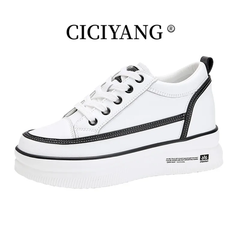 

CICIYANG Women's Sneakers Genuine Leather 2023 Spring New Women Moral Training Shoes Flat Casual Running Shoes Ladies