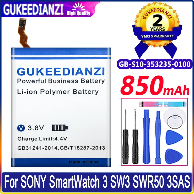 

850 мАч, Высококачественная Новая батарея для SONY SmartWatch 3 Smart Watch 3 SW3 SWR50 3SAS 420 мАч, Стандартная батарея, гарантия