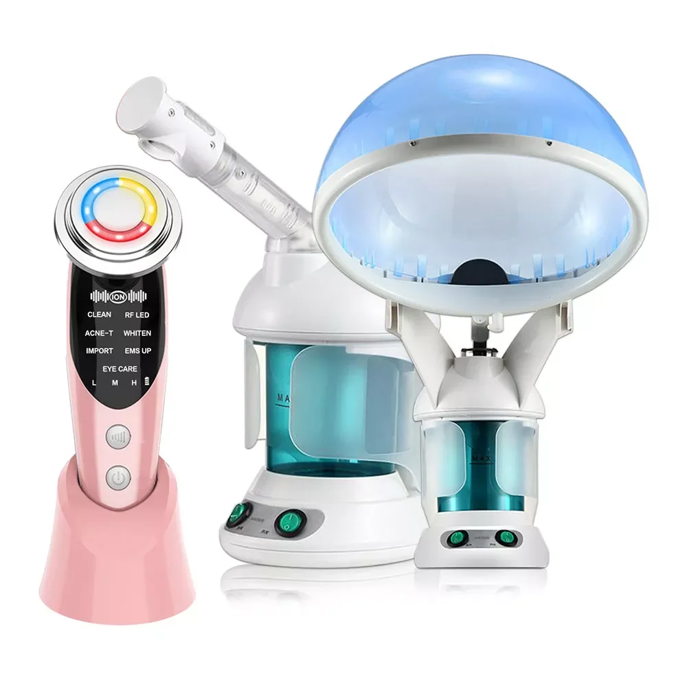 EMS Microcurrent Massager for Face Steamer LED Light Therapy Facial Massager Face Vaporizer Moisturizer Wrinkle Removal Skincare