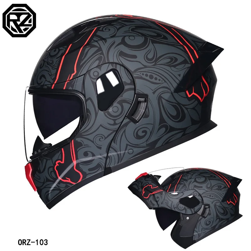 Flip Up Helmet Motorcycle Motocross Racing Dual Lens Men's And Women's Four Season Orz New Full Face