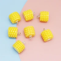 10pcs 1816mm mitation resin 3d sweetcorn charms food maize pendants for earring necklaces diy jewelry making accessories