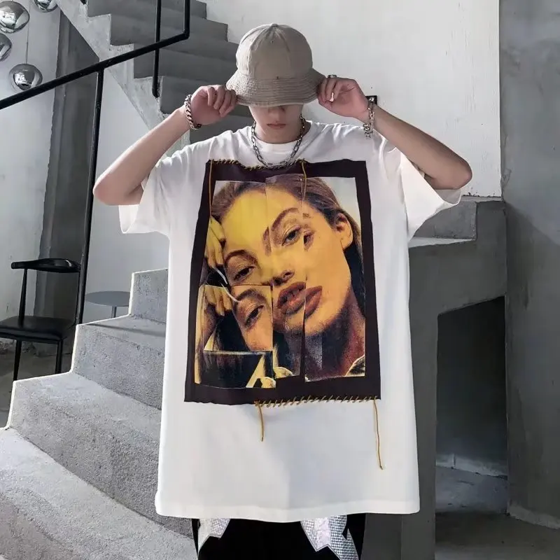 

Футболка мужская оверсайз с круглым вырезом, 2000 хлопок, в Корейском стиле