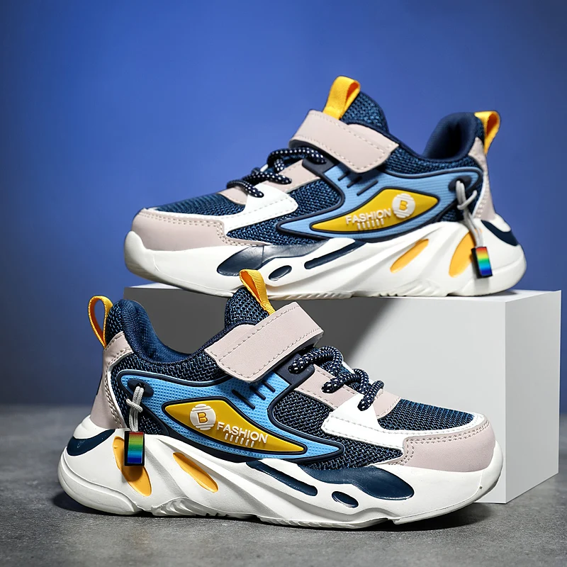 

Spring Children Boys Shoes Mesh Leather Breathable Anti-Slip Sneakers Soft Sole School Sports Tennis for Kids Boy Girl Shoes