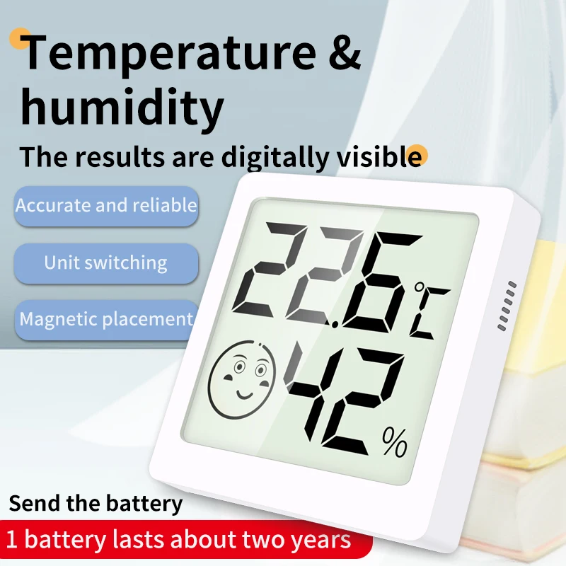   LCD 전자 디지털 온도 및 습도계 실내 및 실외 온도계 습도계 기상 관측소 온도계 센서 스마트 홈 