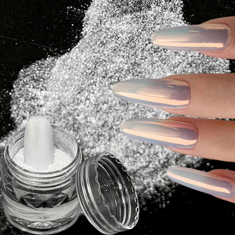 

Mirror Moonlight Nails Podwer White Silver Fine Glitters Pigments Metallic Effect Manicure Chrome Powders Holographic Nail Arts