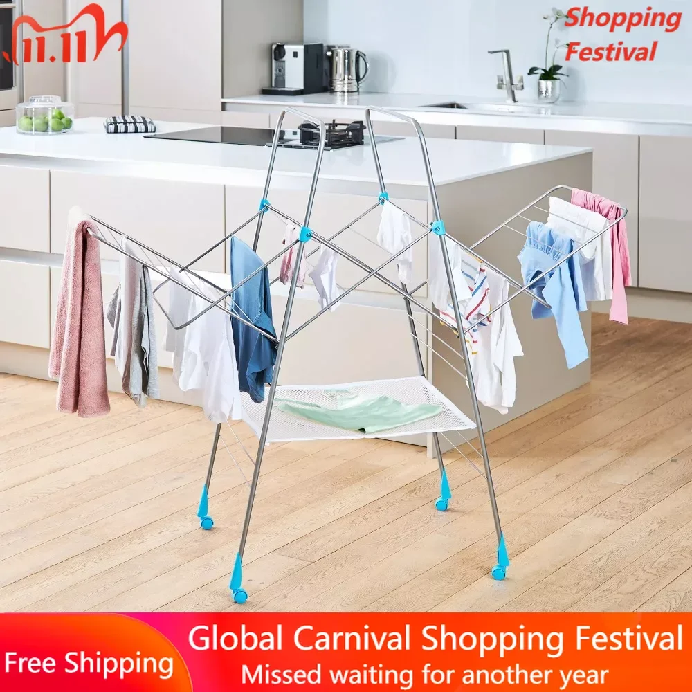 

Homecare многофункциональная металлическая сушилка для одежды Серебристая и синяя Бесплатная доставка Складные вешалки для белья для женской одежды