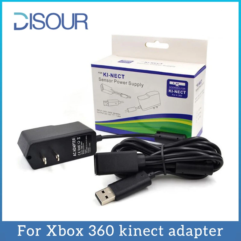 DISOUR Original New US EU USB AC Adapter 90V-240V Power Supply With USB Charging Cable For Xbox 360 XBOX360 Kinect Sensor