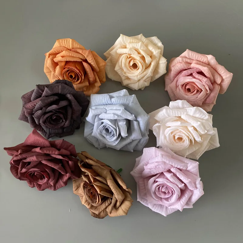 

20Pcs Simulation Small Corner Rose Head Silk Flower DIY Wedding Background Decoration Flower Wall Accessories Rose Flower Wreath