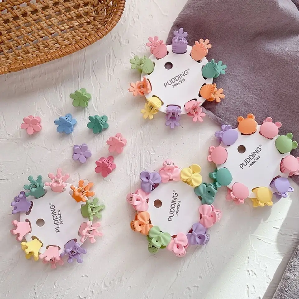 

10 Pcs Small Plastic Kids Cute Candy Color Cartoon Hair Clip Claw for Girls Hairpin Barrette Headware Hair Accessories