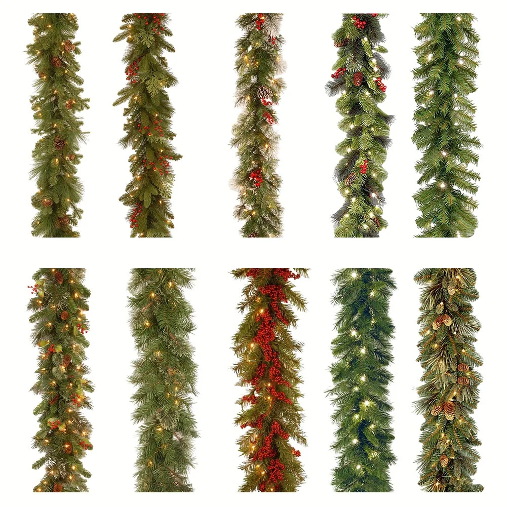 

1.8M Christmas Vine With Red Berries Decoration Pine Vine Garland Rattan Door Wreath Home Party Wall Door Christmas Ornament