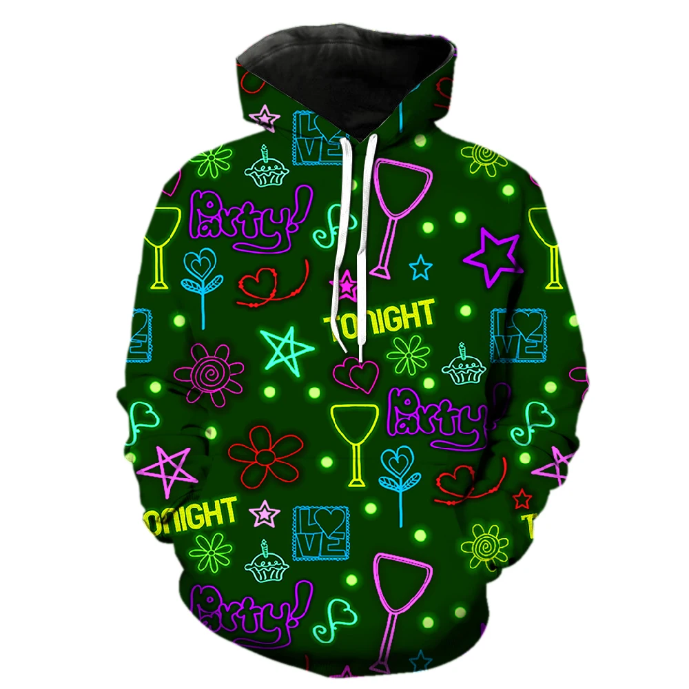 

Cartoon Bar Lighting Men's Hoodies Teens Cool Sweatshirts Hip Hop Spring Funny Unisex 3D Print Streetwear With Hood Jackets Tops