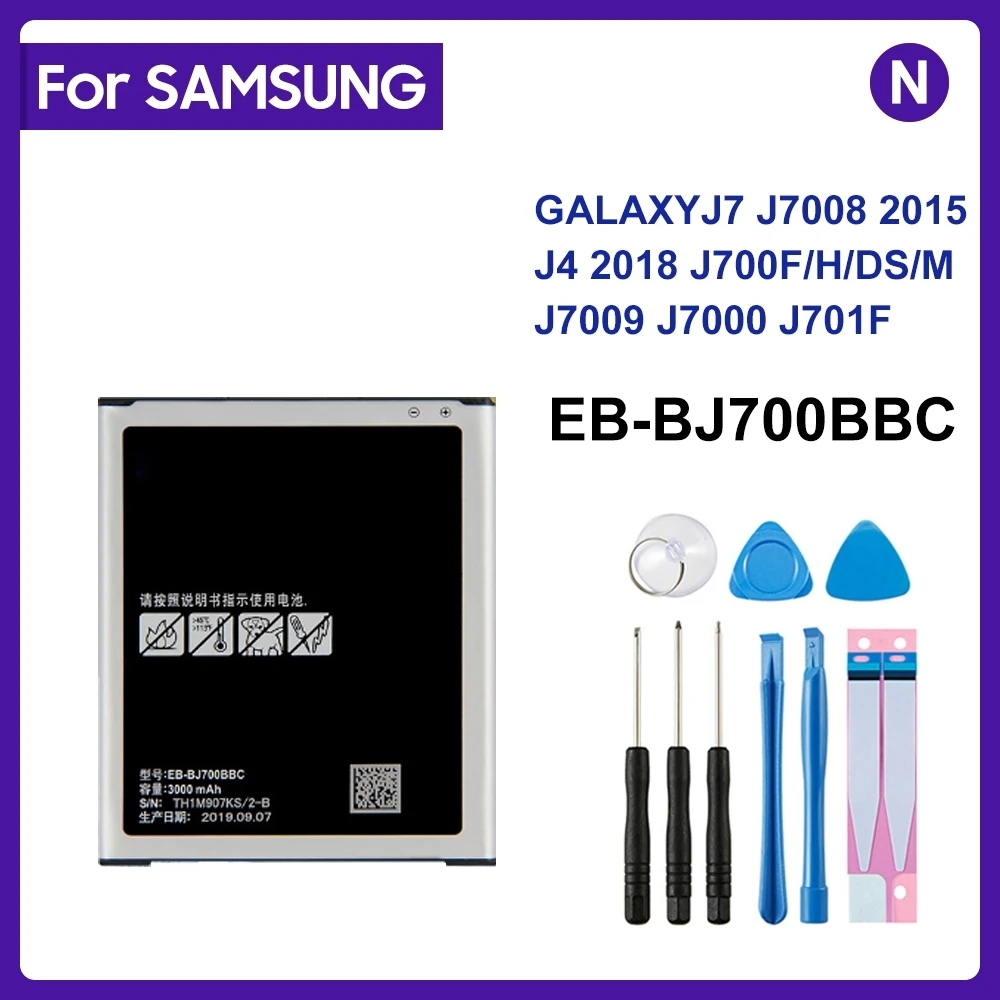 

Original Battery For Galaxy J7 2015 EB-BJ700BBC EB-BJ700CBE 3000mAh For Samsung J4 2018 J7009 J7000 J7008 J700F SM-J700f + NFC