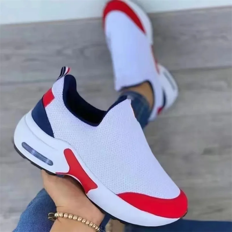 Fashion Vulcanized Sneakers Platform Solid Color Flats Ladies Shoes Casual Breathable Wedges Ladies Walking Sneakers